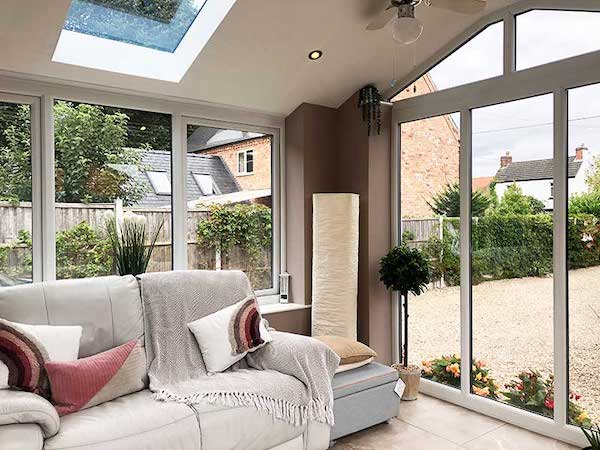 internal photograph of a conservatory with sky light