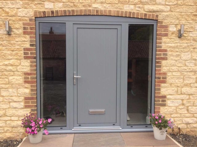 Grey aluminium door