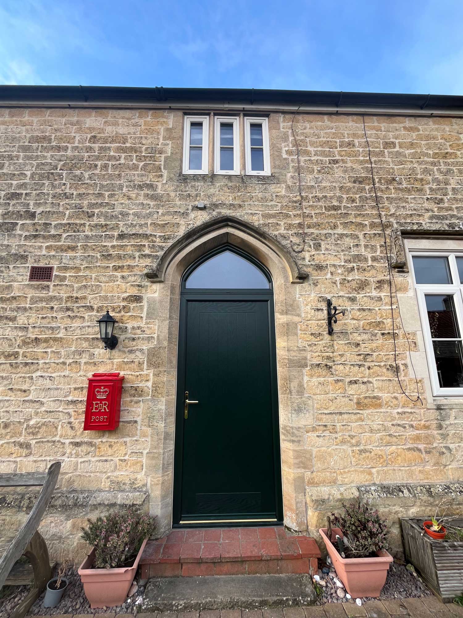 Green Composite Door with Gothic Arch
