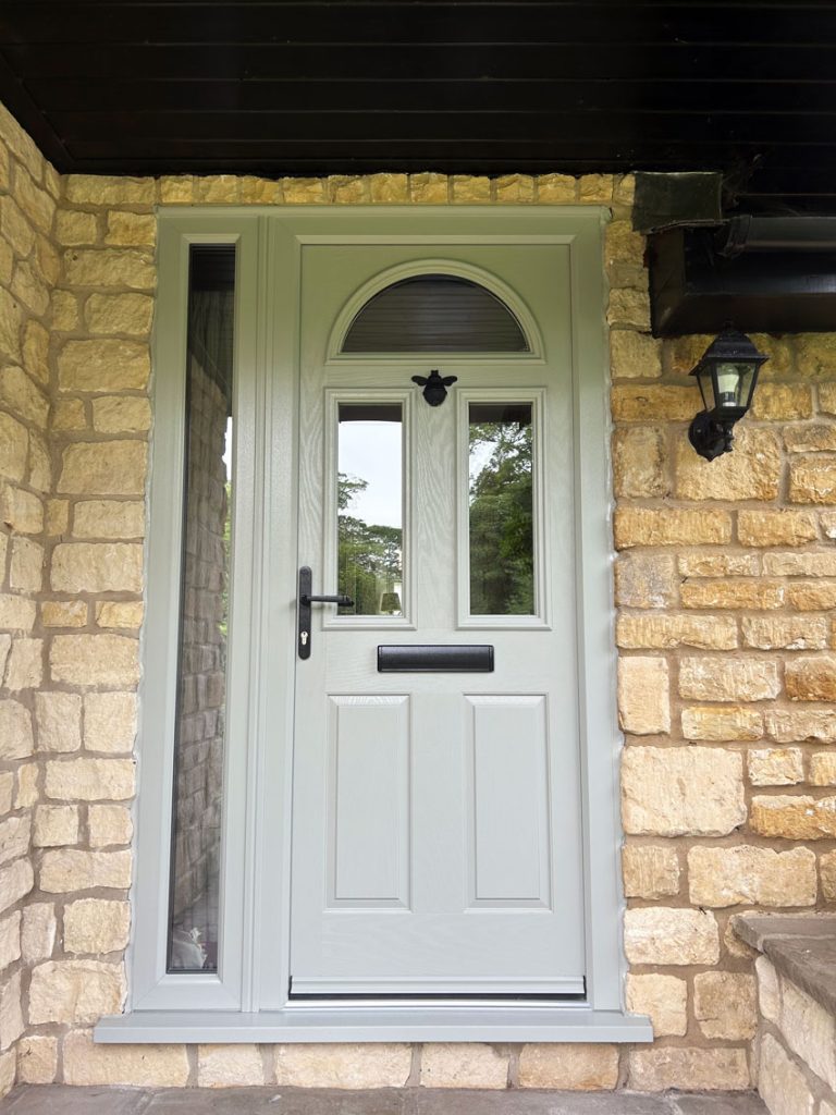 Agate grey composite door with black door knocker
