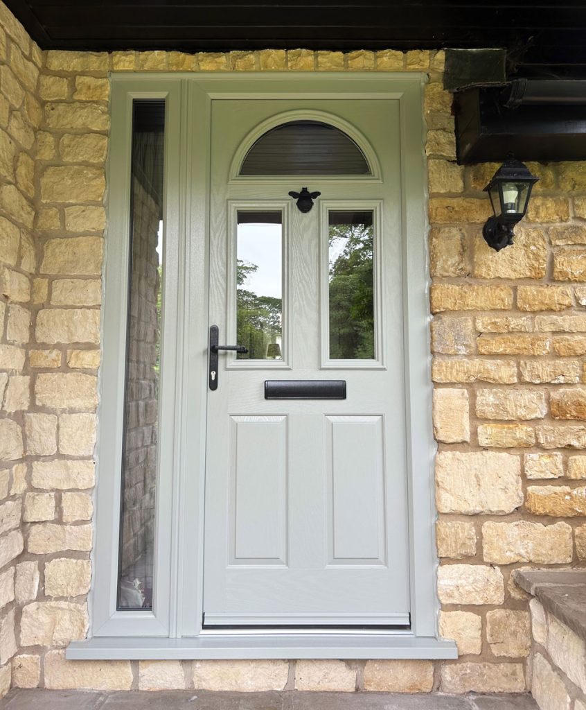 agate grey door with bee knocker