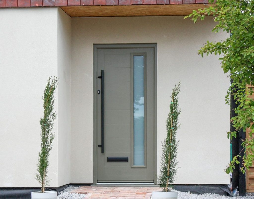 Olive grey door